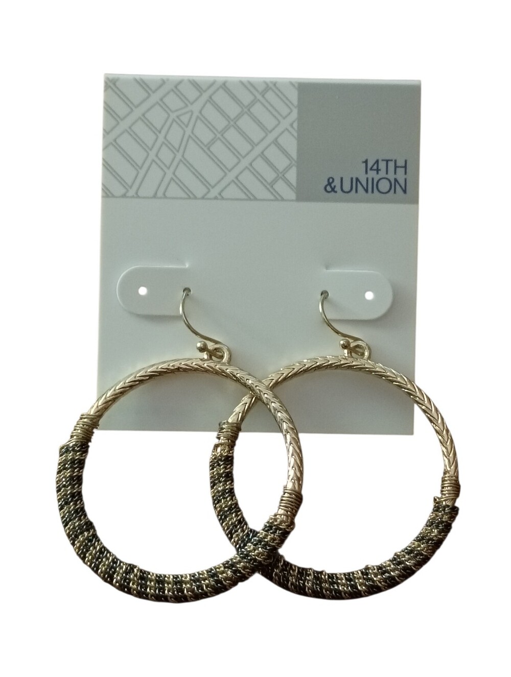 Gold And Black Striped Hoop Earrings